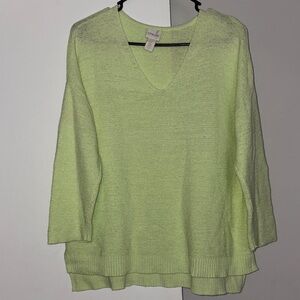 Chico’s V-Neck Lime Sweater